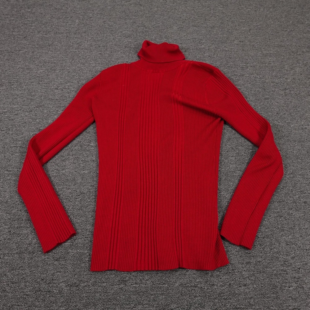 Vintage It's Our Time Sweater Womens XL Red Rayon Blend Ribbed Turtleneck Y2K